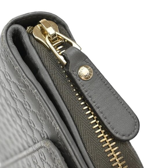 GUCCI Micro Guccissima GG Pattern Long Zipper Wallet Leather Gray Gold 69EF697 - Picture 12 of 12